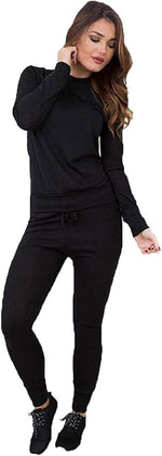 Load image into Gallery viewer, Ellures Women’s Long Sleeve Loungewear Co-Ord Set - Plus-Size Tracksuit with Crew Neck Sweatshirt and Baggy Drawstring Jogger Pants
