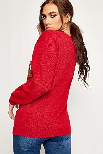 Ellures Women's Celebrity Inspired Xmas Tartan Knitted Baggy Top - Hands Off My Pudding Funny 2 Cupcakes Christmas Jumper