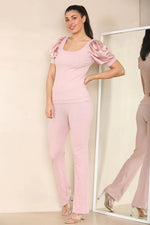 Load image into Gallery viewer, Ellures Puff Sleeves Rib Loungewear
