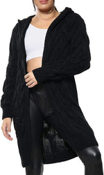 Load image into Gallery viewer, Ellures New Women’s Chunky Cable Knitted Oversized Longline Hooded Cape Cardigan
