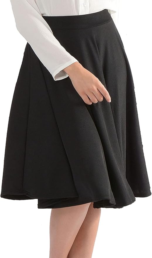 Ellures Women’s Soft Stretch Flared Skater Midi Skirt - Knee-Length Tartan, Animal Print, and Plus Size Options