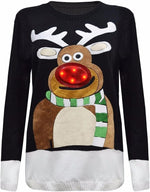 Load image into Gallery viewer, Ellures Women’s Xmas Novelty Vintage Christmas Light-Up Jumper Sweater
